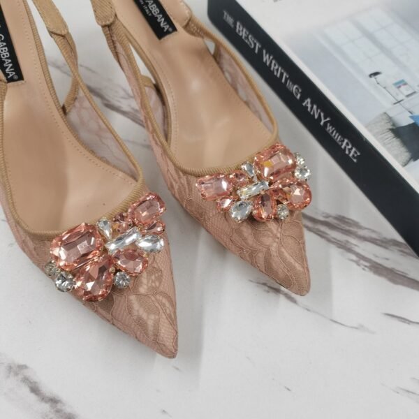 DG lace sandal with diamond buckle