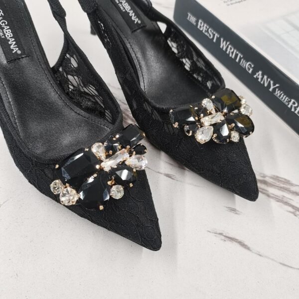 DG lace sandal with diamond buckle