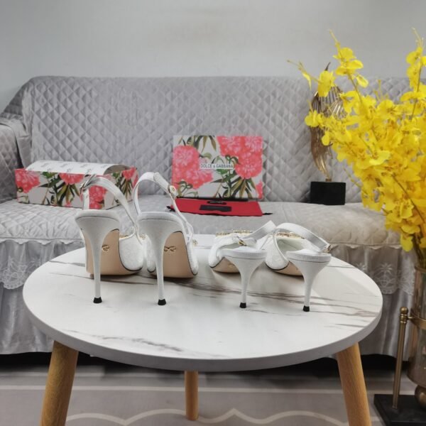 DG lace sandal with diamond buckle