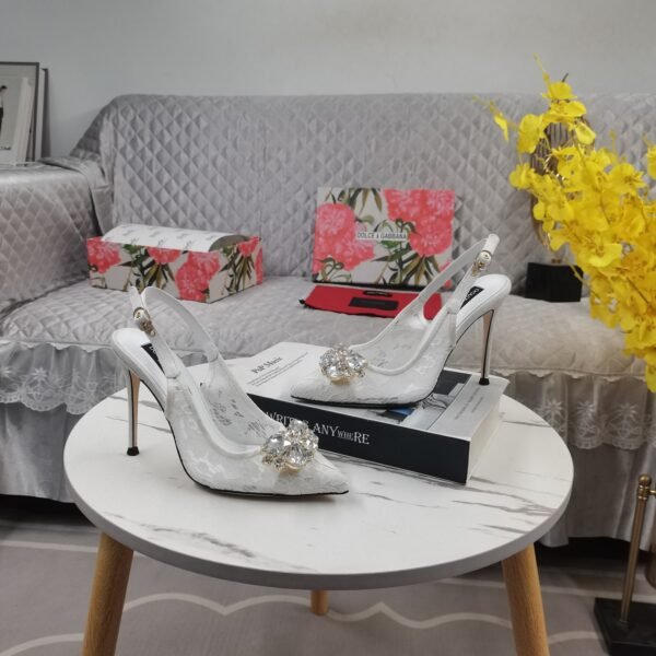 DG lace sandal with diamond buckle