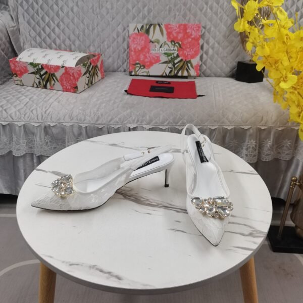 DG lace sandal with diamond buckle