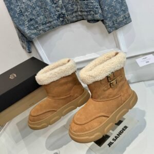 Bo ken UGG snow boots High silk shiny cowhide, double button decoration