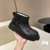 UGG winter new vintage washed cowhide thick soled slip-on wool and fur snow boots