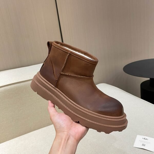 UGG winter new vintage washed cowhide thick soled slip-on wool and fur snow boots