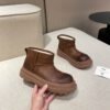 UGG winter new vintage washed cowhide thick soled slip-on wool and fur snow boots