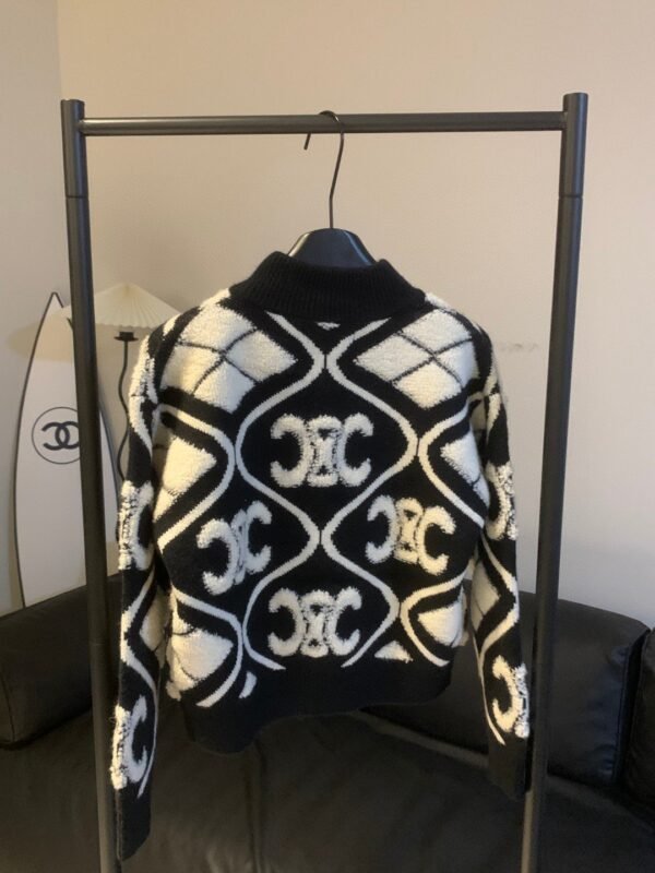 CELINE Color blocked temperament hot stamping lamb wool jacket