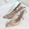 DIOR Web strap slingback sandals Jacquard embroidered letter logo high heel bowknot color matching women’s shoes