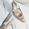 DIOR Web strap slingback sandals Jacquard embroidered letter logo high heel bowknot color matching women’s shoes