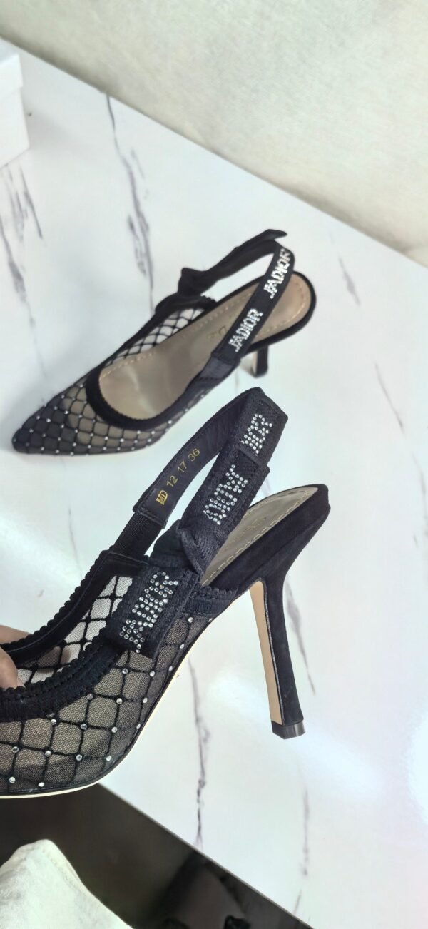 DIOR Web strap slingback sandals Jacquard embroidered letter logo high heel bowknot color matching women’s shoes