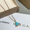 Bulgari classic small fan necklace with diamonds and turquoise Premium