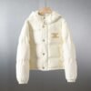 Celine down jacket solid color detachable sleeves hooded down long sleeve jacket