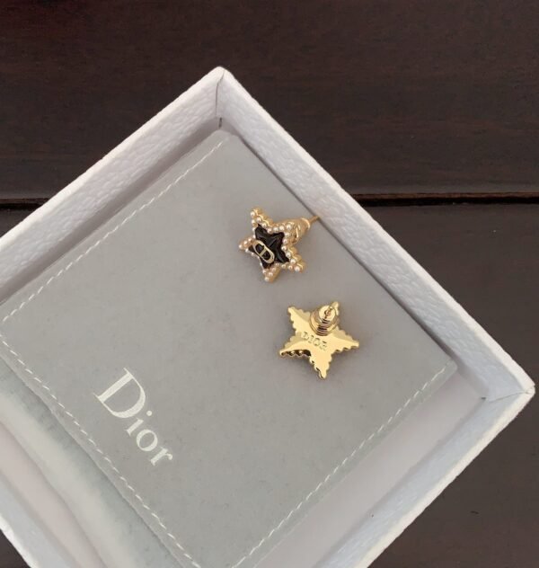 DIOR Latest black five-pointed star cd earrings premium version