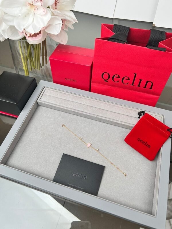 QeeLin V Gold Kirin Pink Opal Bracelet