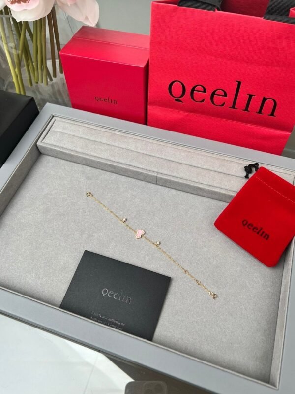 QeeLin V Gold Kirin Pink Opal Bracelet