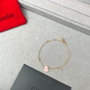 QeeLin V Gold Kirin Pink Opal Bracelet