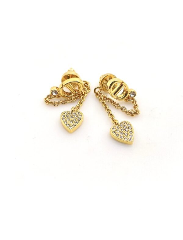 DIOR CD full diamond heart earrings