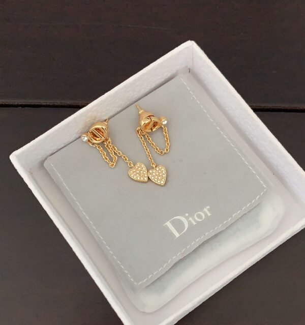 DIOR CD full diamond heart earrings