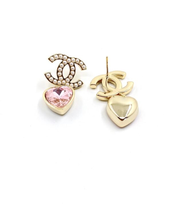 Chanel Pink Heart Pearl Earrings