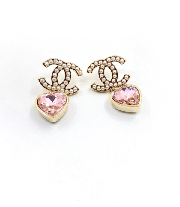 Chanel Pink Heart Pearl Earrings