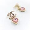 Chanel Pink Heart Pearl Earrings