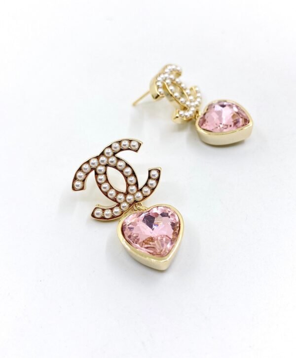 Chanel Pink Heart Pearl Earrings