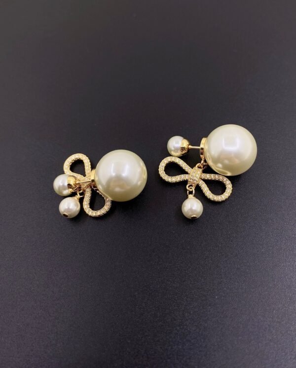 DIOR Pearl Bow Earrings Premium Edition