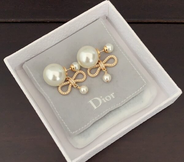 DIOR Pearl Bow Earrings Premium Edition