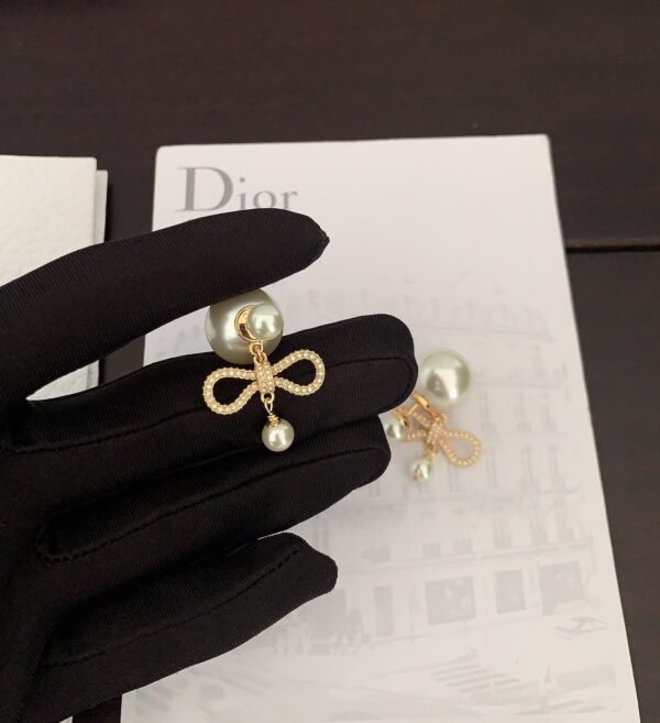DIOR Pearl Bow Earrings Premium Edition