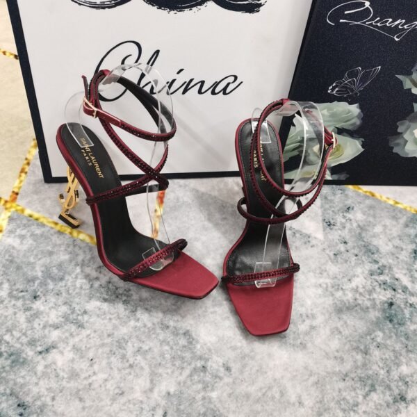 YSL top high edition silk hot diamond cross strap sandals