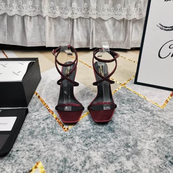 YSL top high edition silk hot diamond cross strap sandals