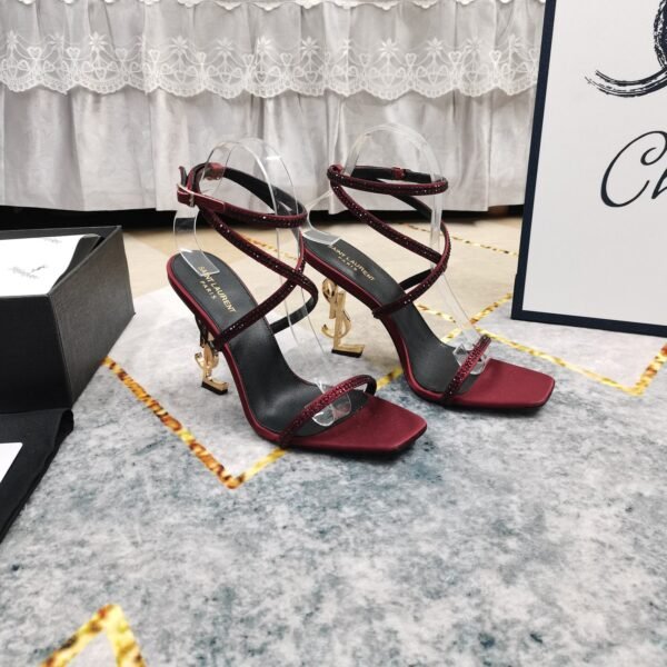 YSL top high edition silk hot diamond cross strap sandals