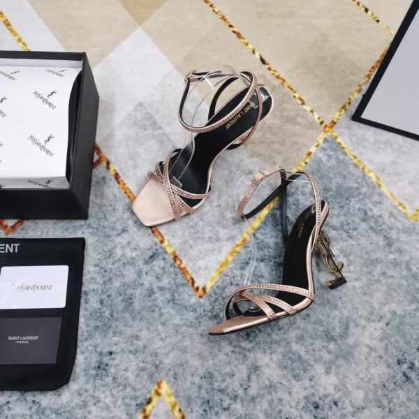 YSL top high edition silk hot diamond cross strap sandals