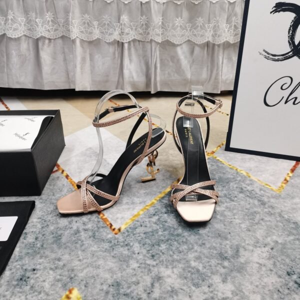 YSL top high edition silk hot diamond cross strap sandals