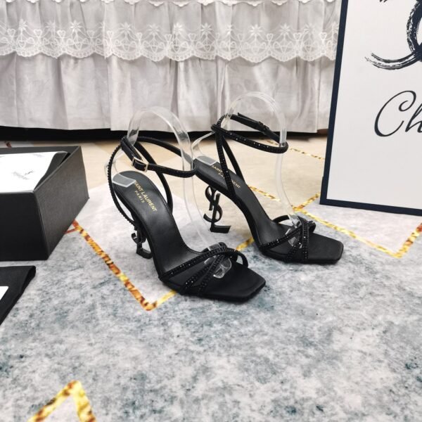 YSL top high edition silk hot diamond cross strap sandals