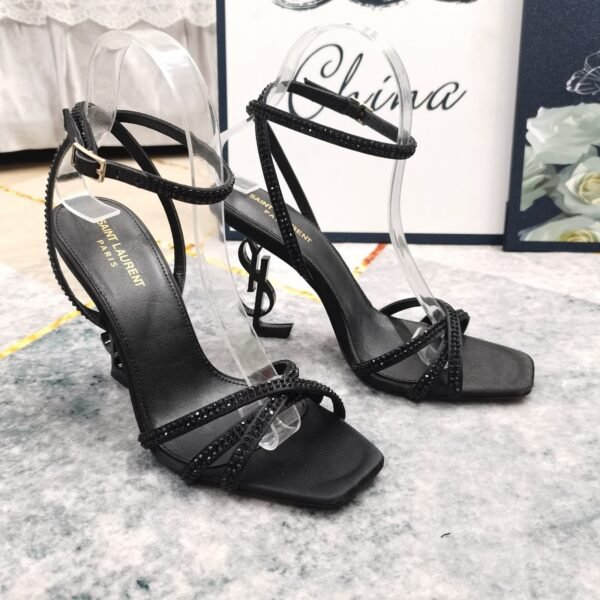 YSL top high edition silk hot diamond cross strap sandals