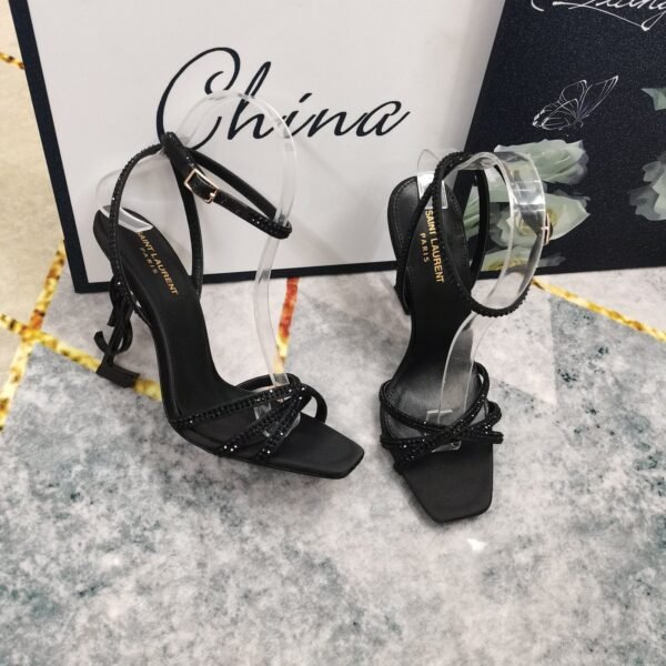 YSL top high edition silk hot diamond cross strap sandals