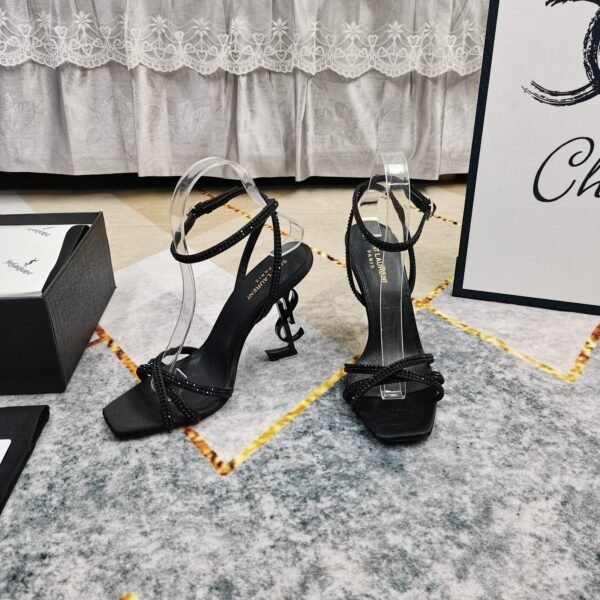 YSL top high edition silk hot diamond cross strap sandals