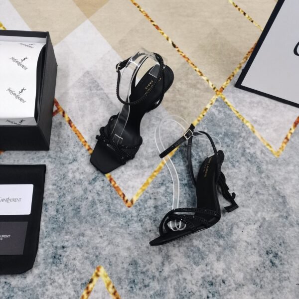 YSL top high edition silk hot diamond cross strap sandals