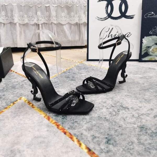 YSL top high edition silk hot diamond cross strap sandals