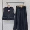miumiu 2025 new style vest pleated skirt suit with belt