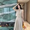 miumiu 2025 new style vest pleated skirt suit with belt