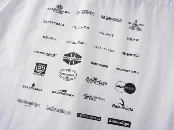 Balenciaga classic full logo collection print single-breasted casual long-sleeved shirt