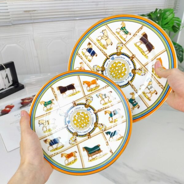 Hermès New Arrival Ten Horses Double Plate Set