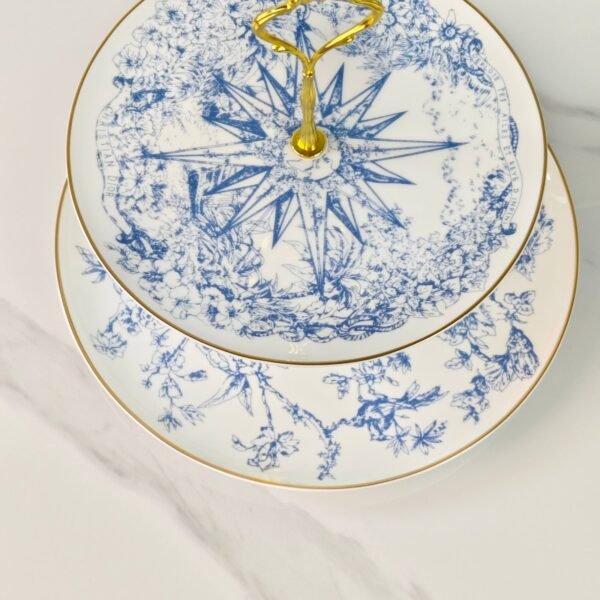 Dior tableware lucky star series bone china dinner plate double layer kebab plate 26.9×2.6cm-20.5×1.9cm