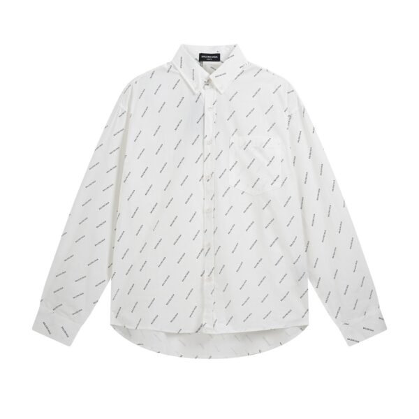 Balenciaga all-over printed logo single-breasted casual long-sleeved shirt Premium quality