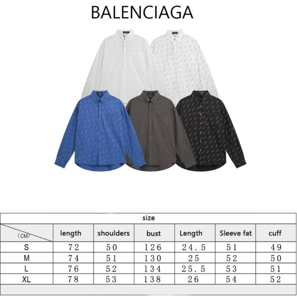 Balenciaga all-over printed logo single-breasted casual long-sleeved shirt Premium quality
