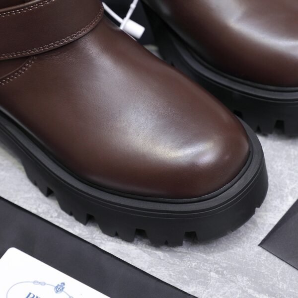 PRADA classic triangle logo winter short boots with 6cm back sole high-end leather boots