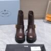 PRADA classic triangle logo winter short boots with 6cm back sole high-end leather boots