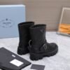 PRADA classic triangle logo winter short boots with 6cm back sole high-end leather boots