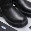 PRADA classic triangle logo winter short boots with 6cm back sole high-end leather boots